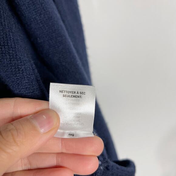 Nordstrom Collection Small S Navy Blue Gray Cashmere Stripe Open Front Cardigan - Picture 8 of 8